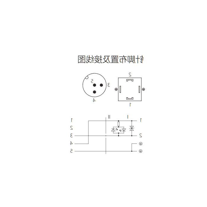 Valve plug type A, DIN, 18mm, 4Pin/M12 straight male, double end precast PUR flexible cable, black sheath, 6VA041-XXX